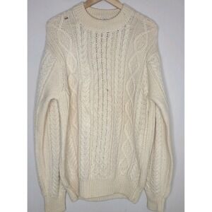 Vintage Alan Paine High Crew Neck Wool Fishermans Sweater Made in Hong Kong‎ 44